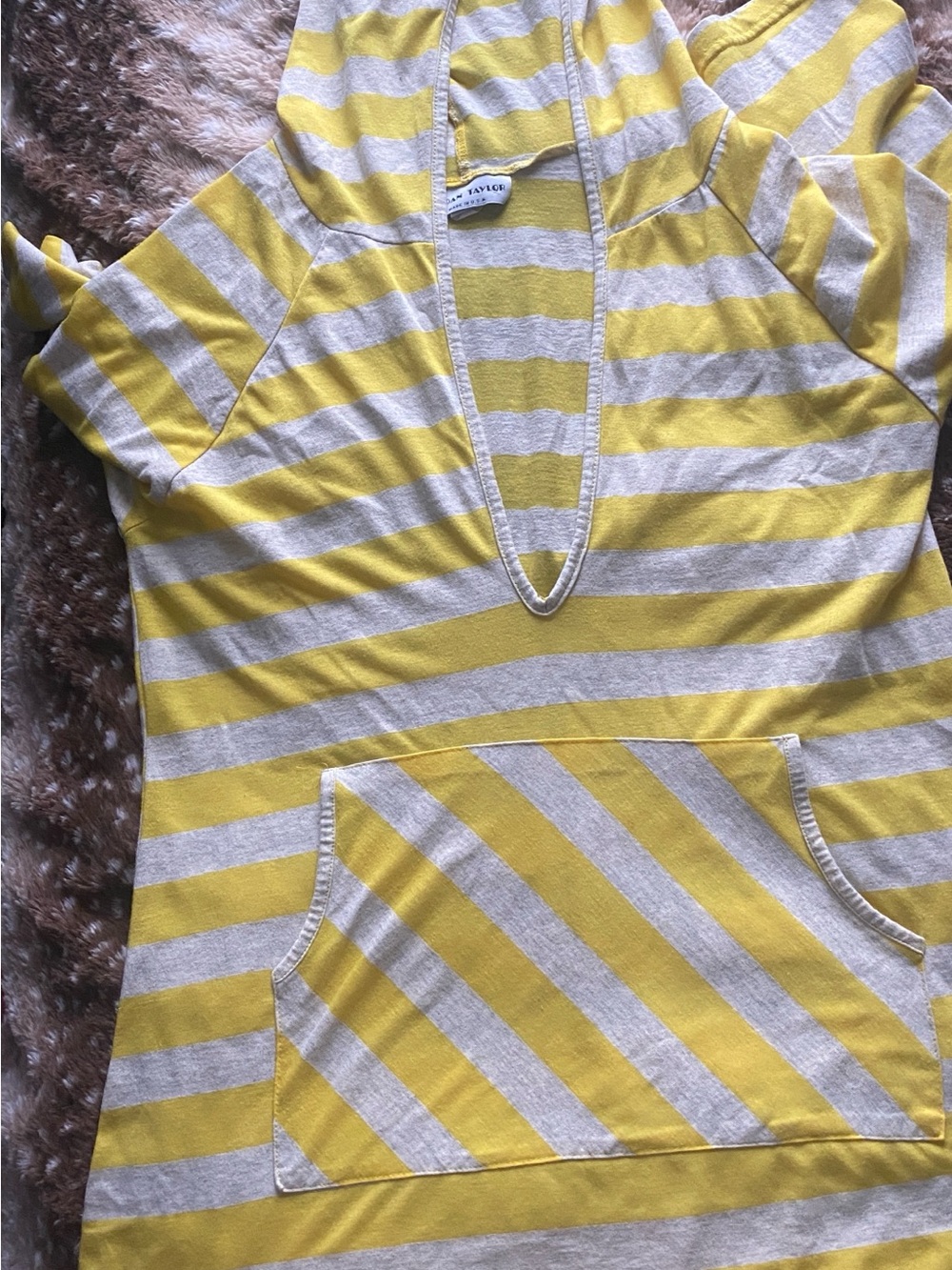 Jordan Taylor Yellow and Grey Striped Hooded shirt